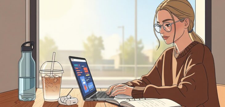 Student studying online for class success