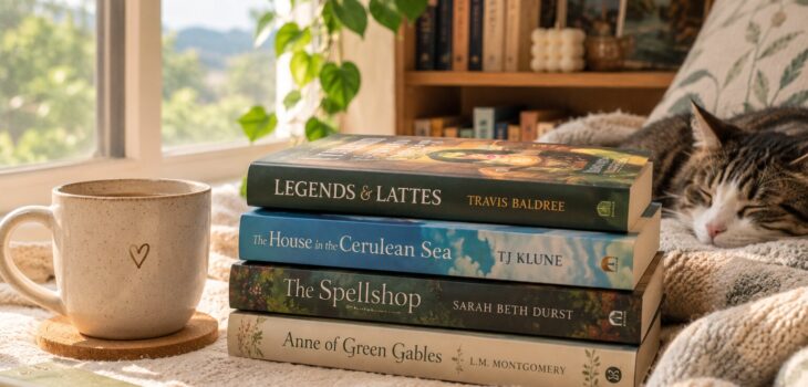 Woman relaxing with cozy and nostalgic fiction